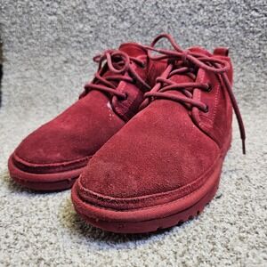 UGG Men's Neumel II Red Suede Sheepskin Chukka Ankle Boots Size 9